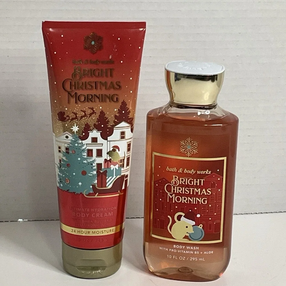 Bath & Body Works Bright Christmas Morning  Body Wash & Body Cream Set of 2